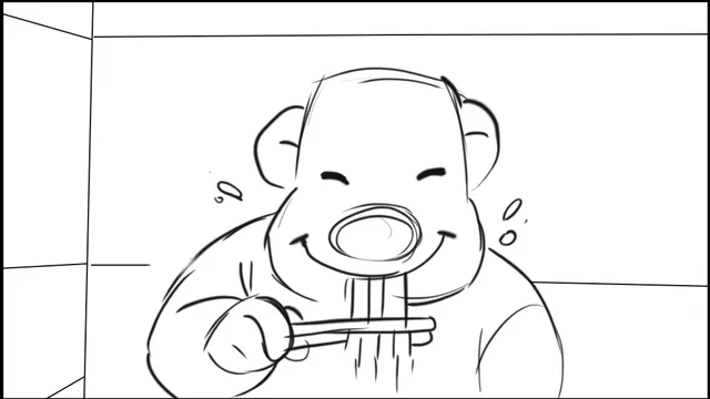 A customer slurps noodles, eyes closed.