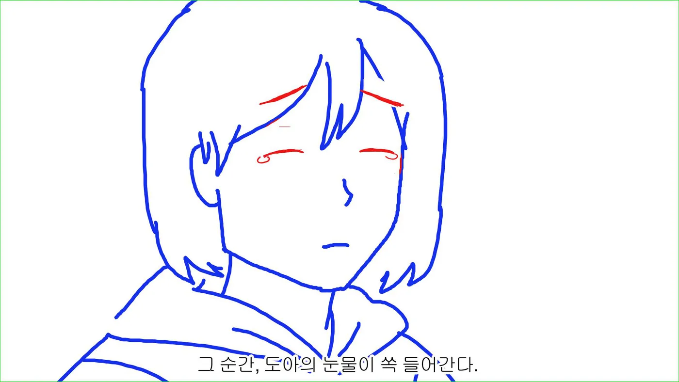 She blinks.