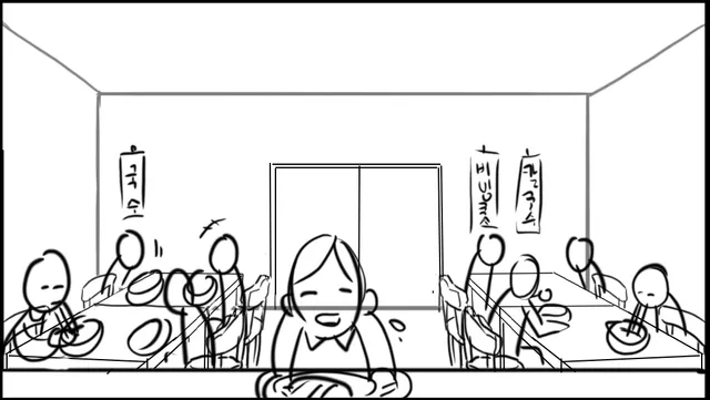 Wide of the restaurant with customers at tables.