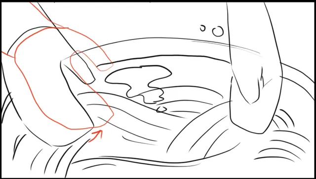 Close on hands kneading dough with a motion arrow.